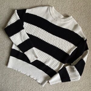 NWOT Striped Sweater, navy and cream, size XS